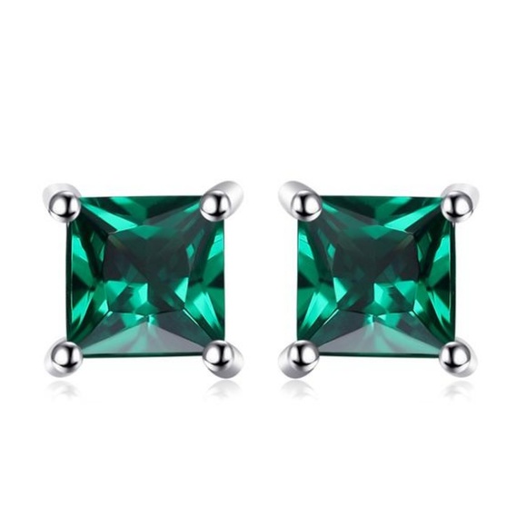 💚 Nano Russian Emerald Earrings- 925 Sterling Silver - Picture 5 of 7